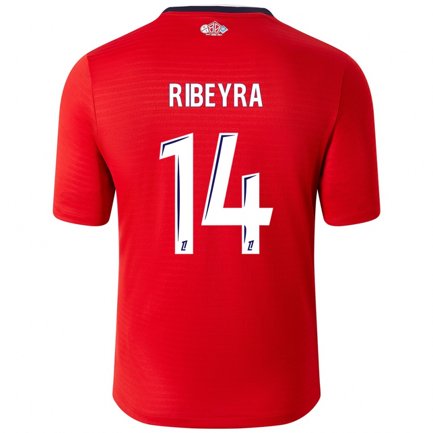 Niño Camiseta Anaïs Ribeyra #14 Rojo Blanco 1ª Equipación 2024/25 La Camisa