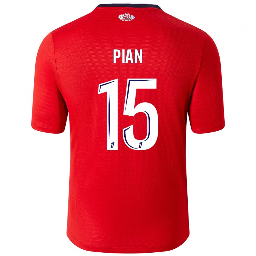 Niño Camiseta Julie Pian #15 Rojo Blanco 1ª Equipación 2024/25 La Camisa