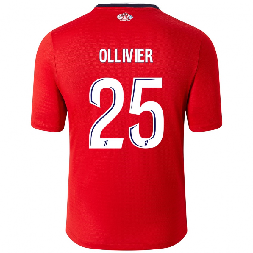 Niño Camiseta Agathe Ollivier #25 Rojo Blanco 1ª Equipación 2024/25 La Camisa