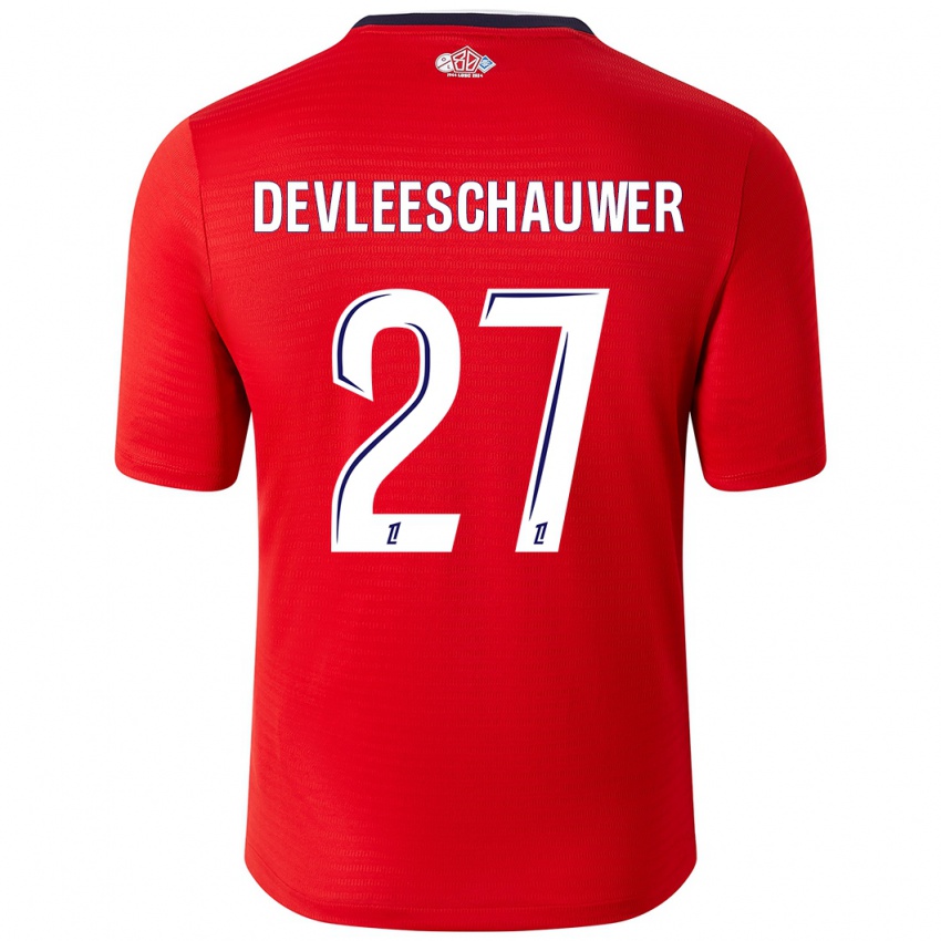 Niño Camiseta Gwenaëlle Devleeschauwer #27 Rojo Blanco 1ª Equipación 2024/25 La Camisa