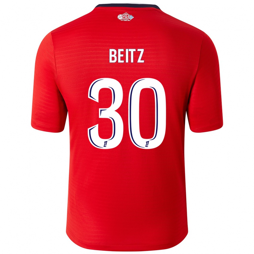 Niño Camiseta Taylor Beitz #30 Rojo Blanco 1ª Equipación 2024/25 La Camisa