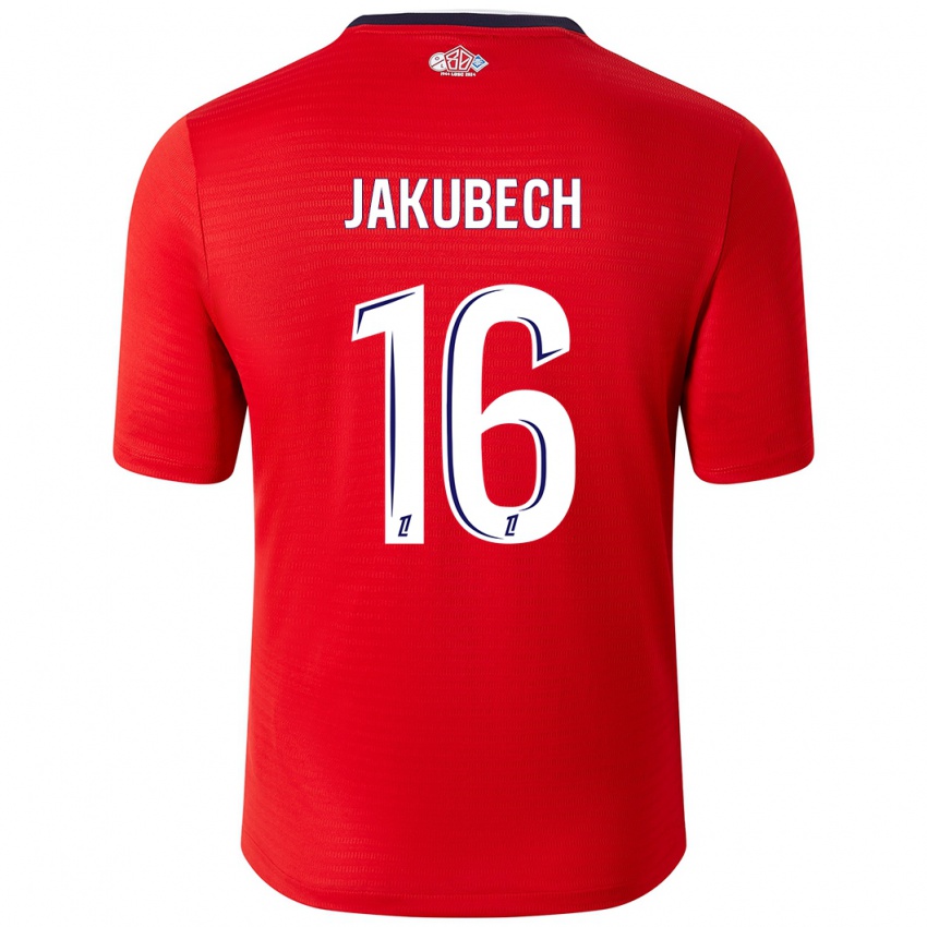 Niño Camiseta Adam Jakubech #16 Rojo Blanco 1ª Equipación 2024/25 La Camisa