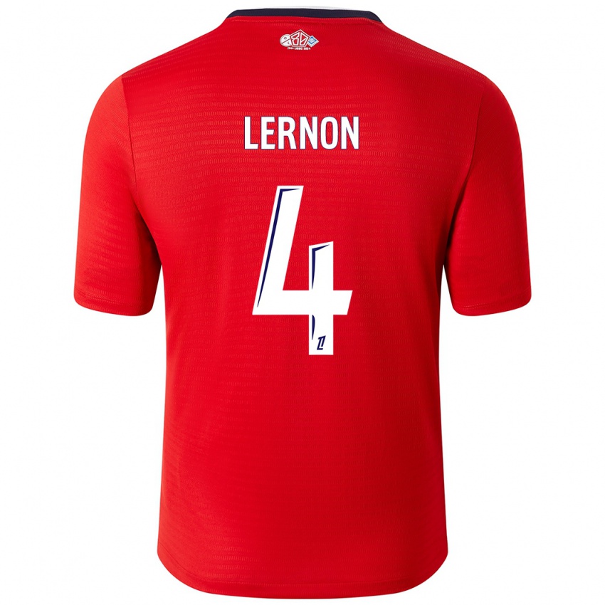 Niño Camiseta Jessica Lernon #4 Rojo Blanco 1ª Equipación 2024/25 La Camisa