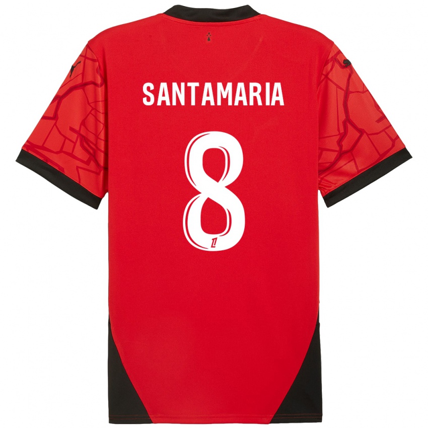 Niño Camiseta Baptiste Santamaria #8 Rojo Negro 1ª Equipación 2024/25 La Camisa