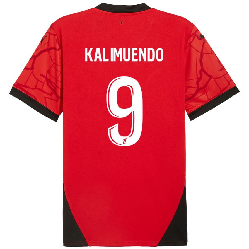 Niño Camiseta Arnaud Kalimuendo #9 Rojo Negro 1ª Equipación 2024/25 La Camisa