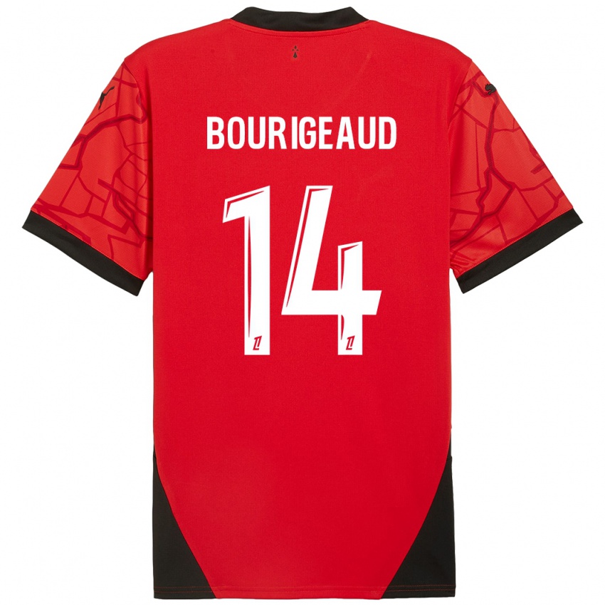 Niño Camiseta Benjamin Bourigeaud #14 Rojo Negro 1ª Equipación 2024/25 La Camisa