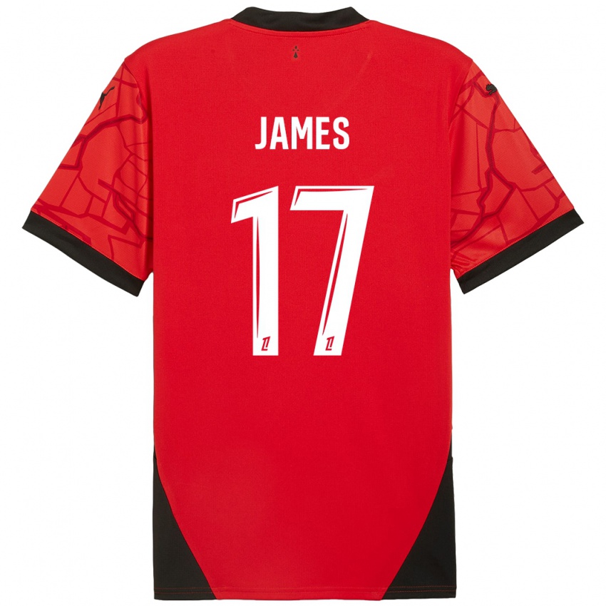 Niño Camiseta Jordan James #17 Rojo Negro 1ª Equipación 2024/25 La Camisa