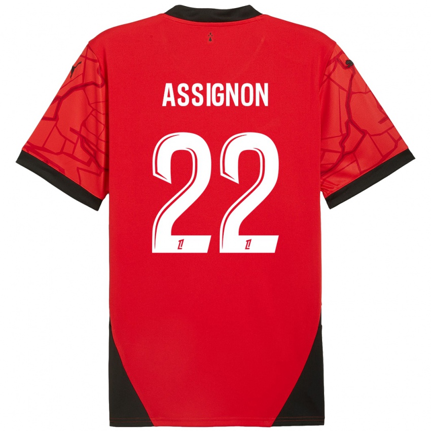 Niño Camiseta Lorenz Assignon #22 Rojo Negro 1ª Equipación 2024/25 La Camisa