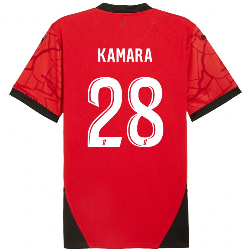 Niño Camiseta Glen Kamara #28 Rojo Negro 1ª Equipación 2024/25 La Camisa