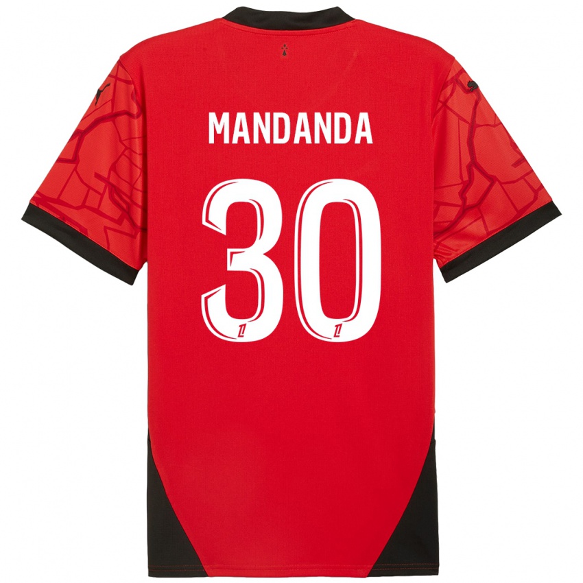 Niño Camiseta Steve Mandanda #30 Rojo Negro 1ª Equipación 2024/25 La Camisa