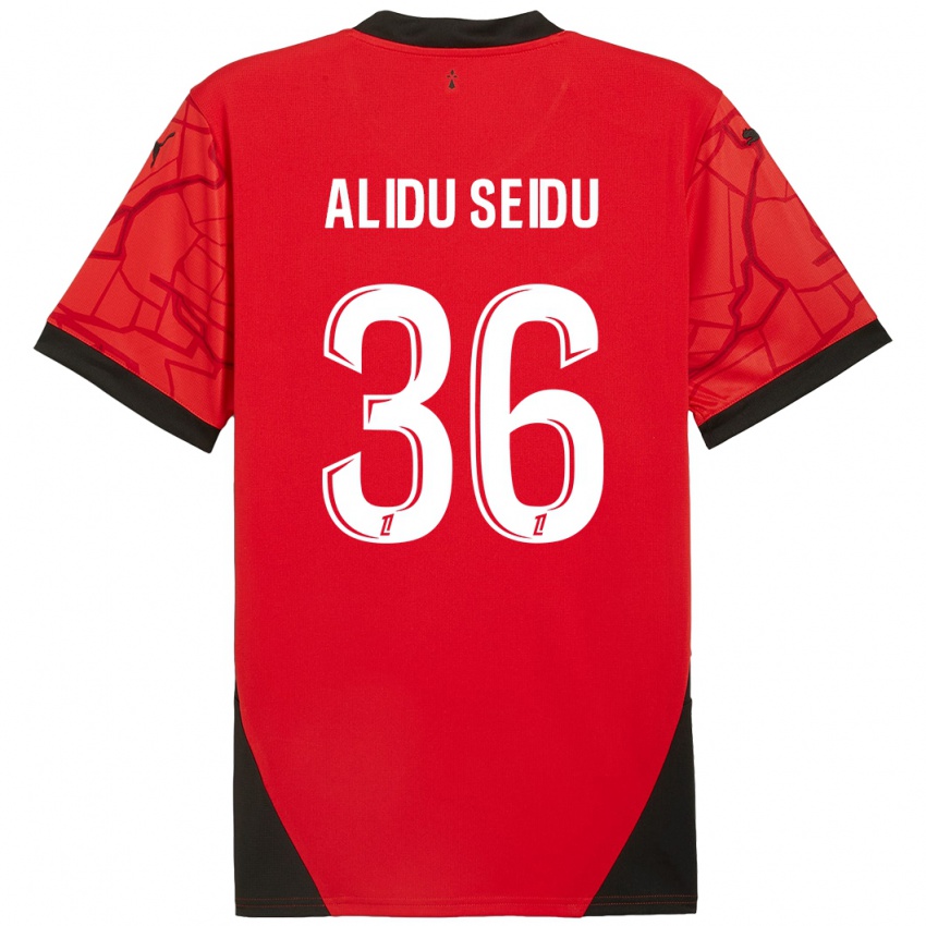 Niño Camiseta Alidu Seidu #36 Rojo Negro 1ª Equipación 2024/25 La Camisa