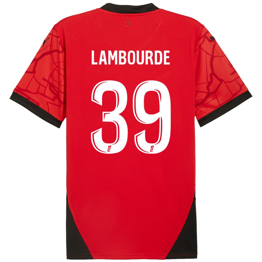 Niño Camiseta Mathis Lambourde #39 Rojo Negro 1ª Equipación 2024/25 La Camisa