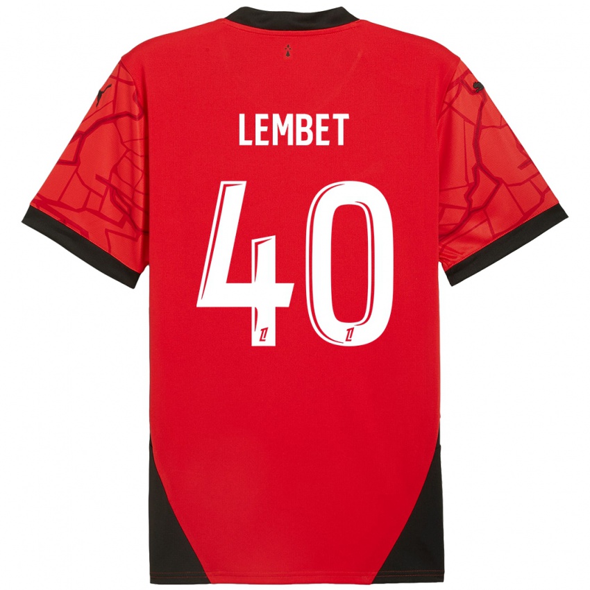 Niño Camiseta Geoffrey Lembet #40 Rojo Negro 1ª Equipación 2024/25 La Camisa