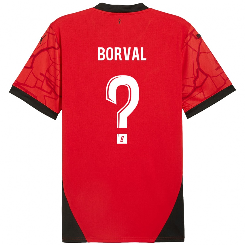 Niño Camiseta Cyril Borval #0 Rojo Negro 1ª Equipación 2024/25 La Camisa