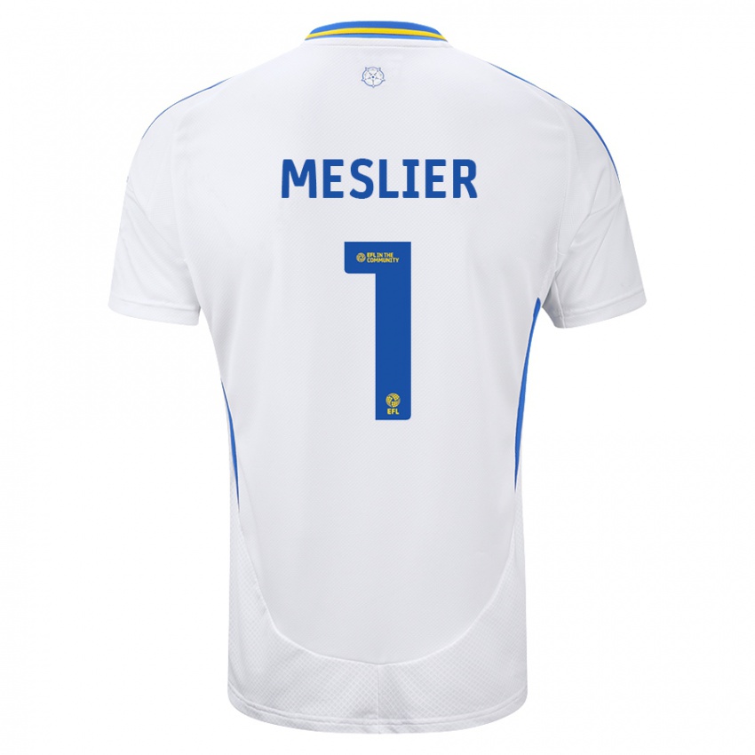 Niño Camiseta Illan Meslier #1 Blanco Azul 1ª Equipación 2024/25 La Camisa