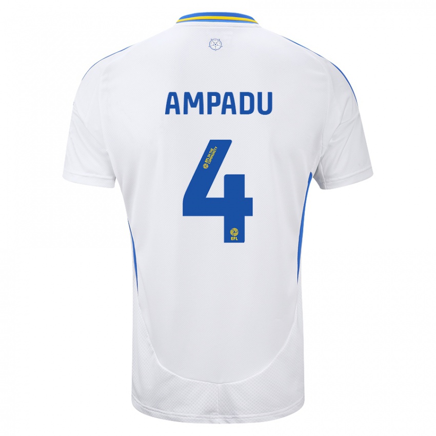 Niño Camiseta Ethan Ampadu #4 Blanco Azul 1ª Equipación 2024/25 La Camisa