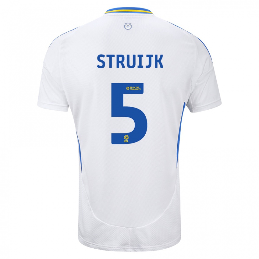 Niño Camiseta Pascal Struijk #5 Blanco Azul 1ª Equipación 2024/25 La Camisa