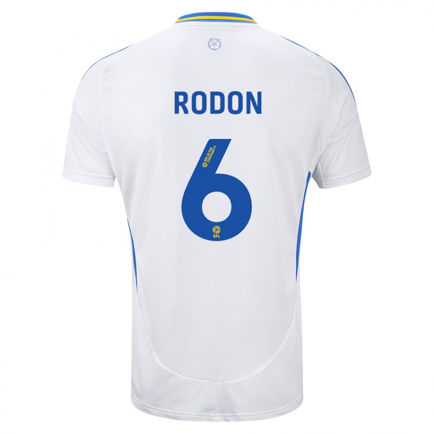 Niño Camiseta Joe Rodon #6 Blanco Azul 1ª Equipación 2024/25 La Camisa