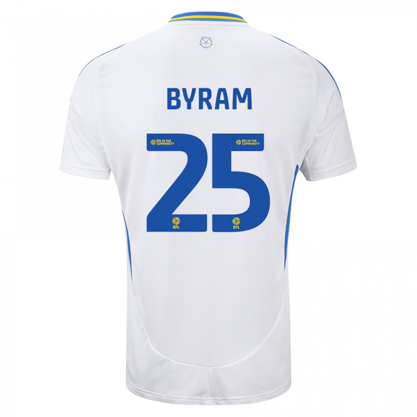 Niño Camiseta Sam Byram #25 Blanco Azul 1ª Equipación 2024/25 La Camisa