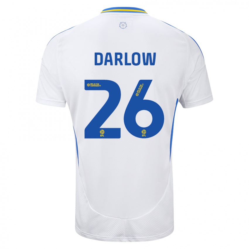 Niño Camiseta Karl Darlow #26 Blanco Azul 1ª Equipación 2024/25 La Camisa