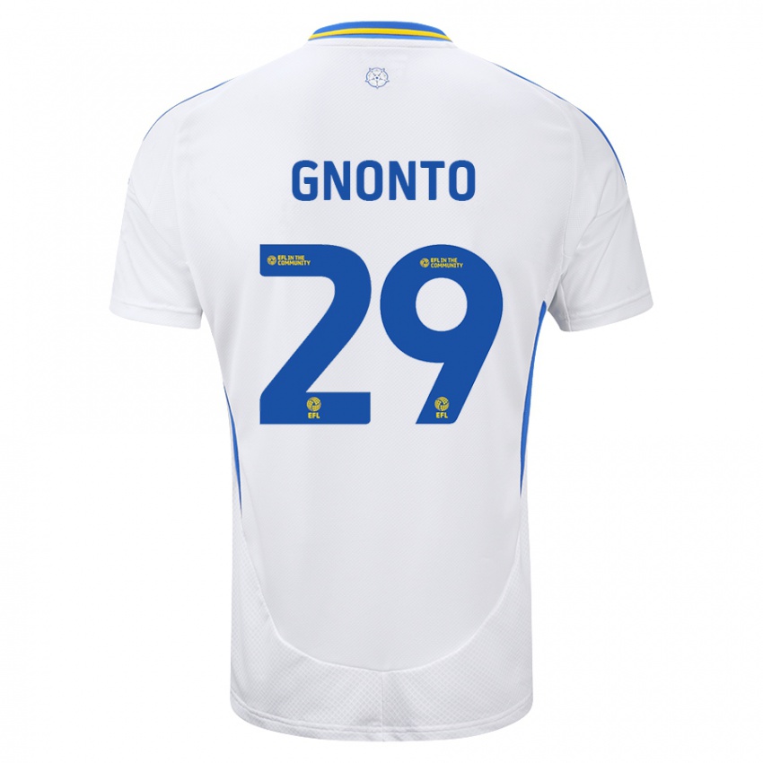 Niño Camiseta Wilfried Gnonto #29 Blanco Azul 1ª Equipación 2024/25 La Camisa