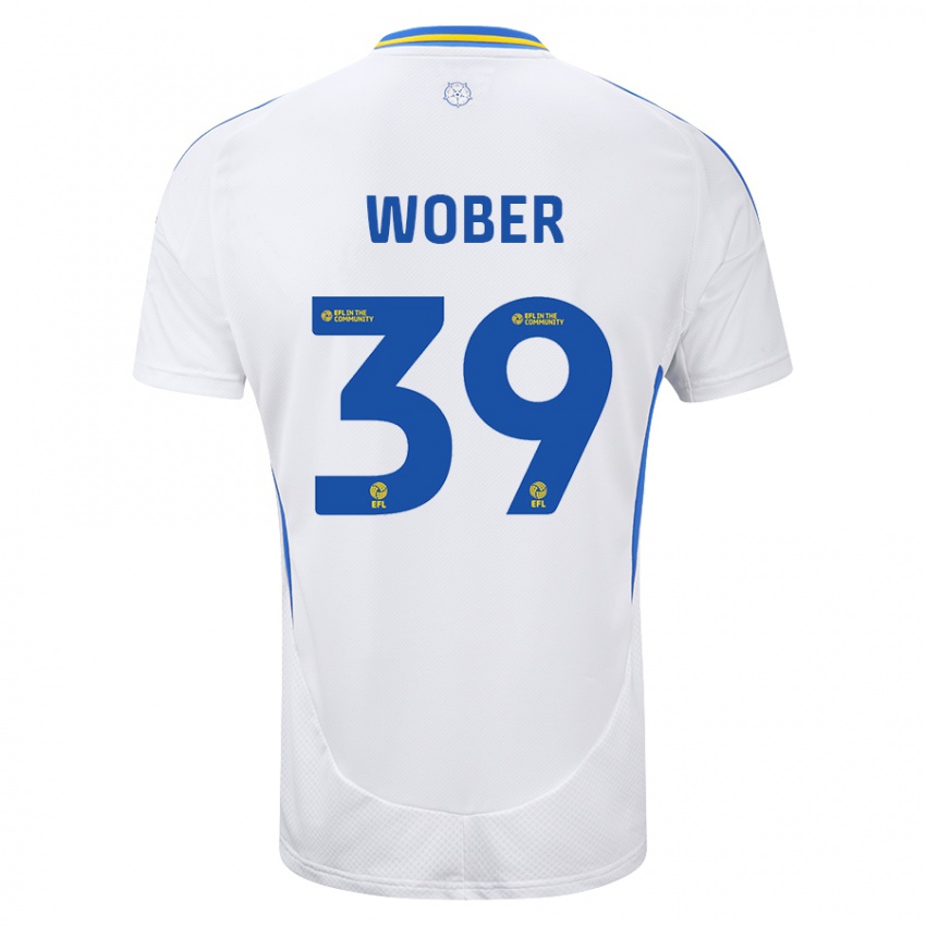 Niño Camiseta Maximilian Wöber #39 Blanco Azul 1ª Equipación 2024/25 La Camisa