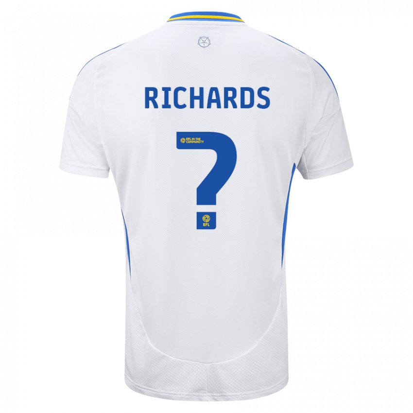 Niño Camiseta Joe Richards #0 Blanco Azul 1ª Equipación 2024/25 La Camisa