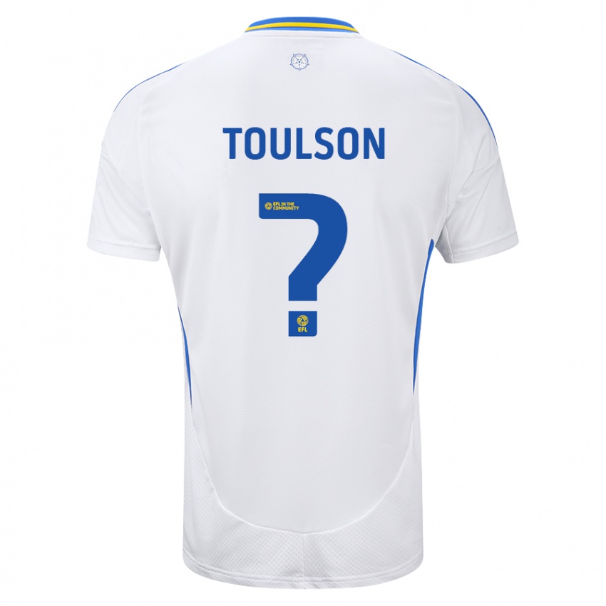 Niño Camiseta Daniel Toulson #0 Blanco Azul 1ª Equipación 2024/25 La Camisa