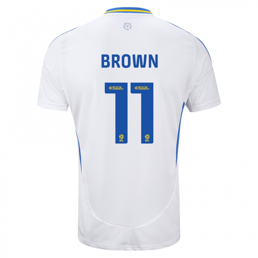 Niño Camiseta Abbie Brown #11 Blanco Azul 1ª Equipación 2024/25 La Camisa