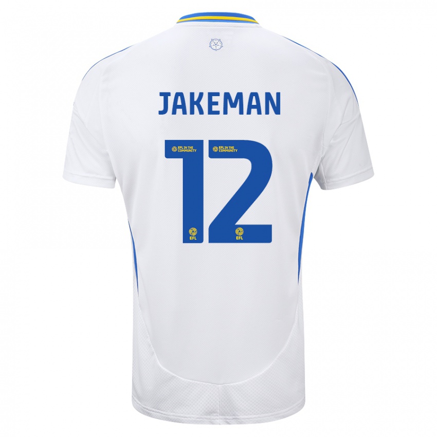 Niño Camiseta Harriet Jakeman #12 Blanco Azul 1ª Equipación 2024/25 La Camisa