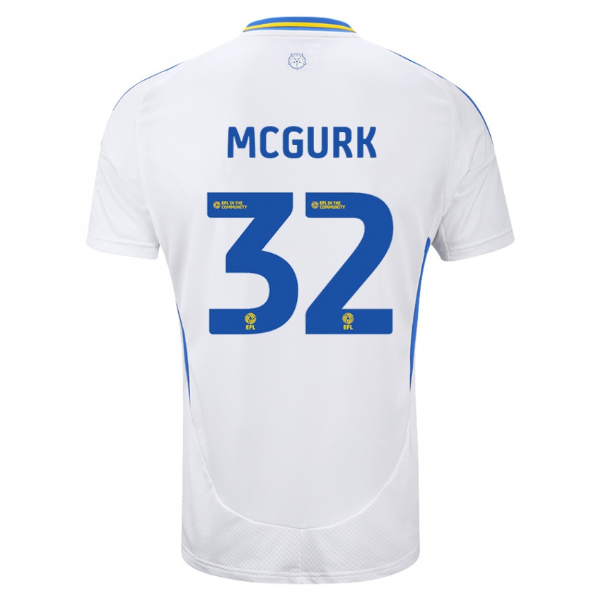 Niño Camiseta Sean Mcgurk #32 Blanco Azul 1ª Equipación 2024/25 La Camisa