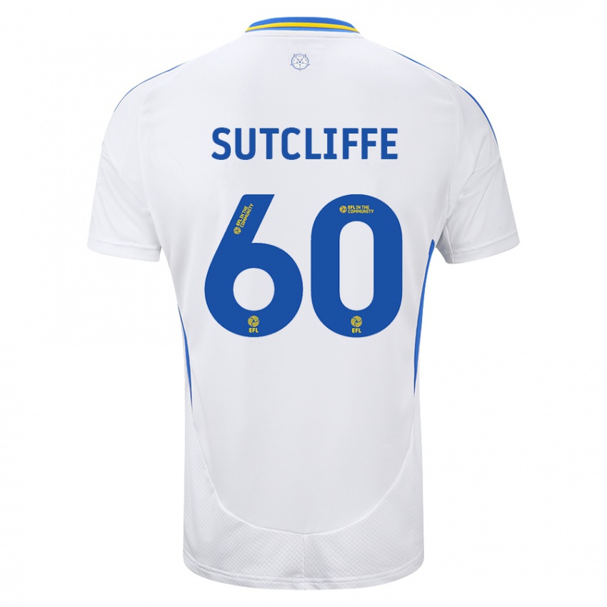 Niño Camiseta Harvey Sutcliffe #60 Blanco Azul 1ª Equipación 2024/25 La Camisa