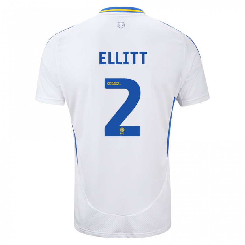 Niño Camiseta Izzy Ellitt #2 Blanco Azul 1ª Equipación 2024/25 La Camisa