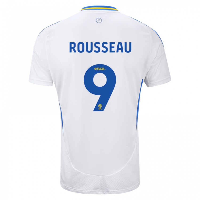 Niño Camiseta Jess Rousseau #9 Blanco Azul 1ª Equipación 2024/25 La Camisa