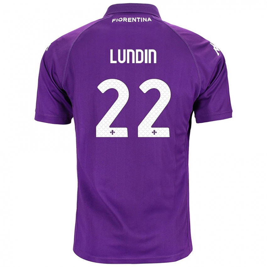 Niño Camiseta Karin Lundin #22 Morado 1ª Equipación 2024/25 La Camisa