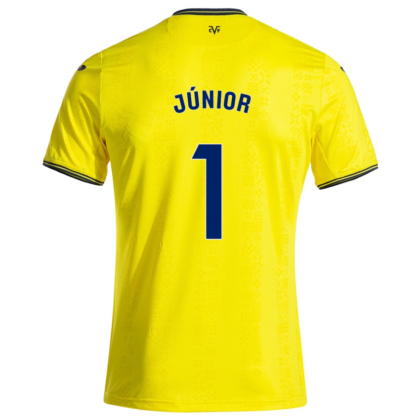 Niño Camiseta Luiz Júnior #1 Amarillo Negro 1ª Equipación 2024/25 La Camisa