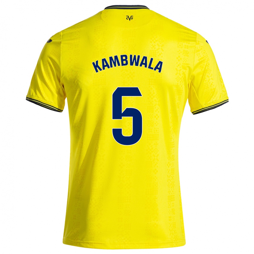 Niño Camiseta Willy Kambwala #5 Amarillo Negro 1ª Equipación 2024/25 La Camisa