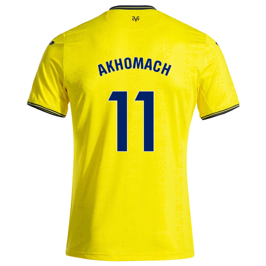 Niño Camiseta Ilias Akhomach #11 Amarillo Negro 1ª Equipación 2024/25 La Camisa