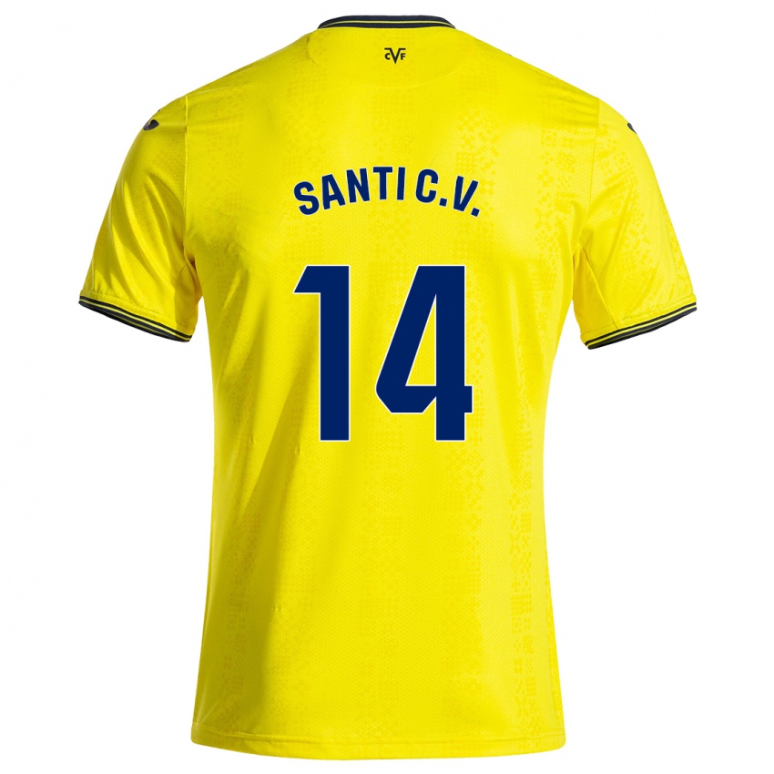 Niño Camiseta Santi Comesaña #14 Amarillo Negro 1ª Equipación 2024/25 La Camisa