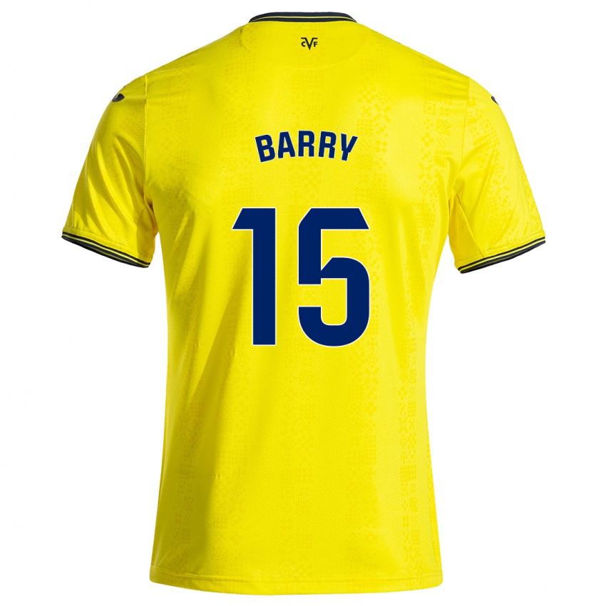 Niño Camiseta Thierno Barry #15 Amarillo Negro 1ª Equipación 2024/25 La Camisa