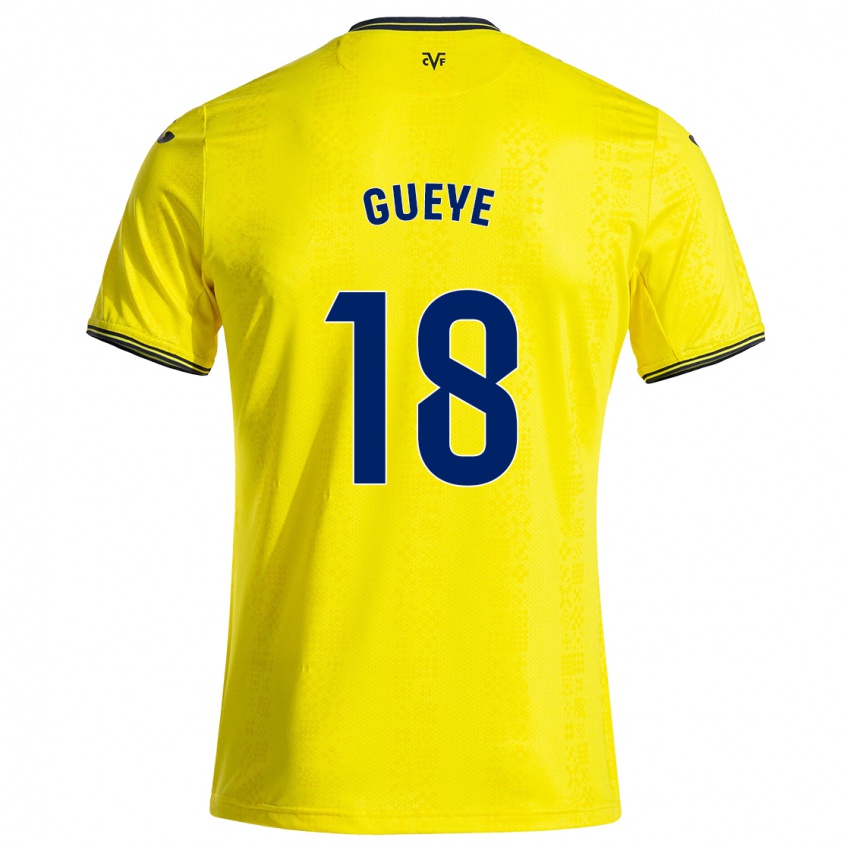 Niño Camiseta Pape Gueye #18 Amarillo Negro 1ª Equipación 2024/25 La Camisa