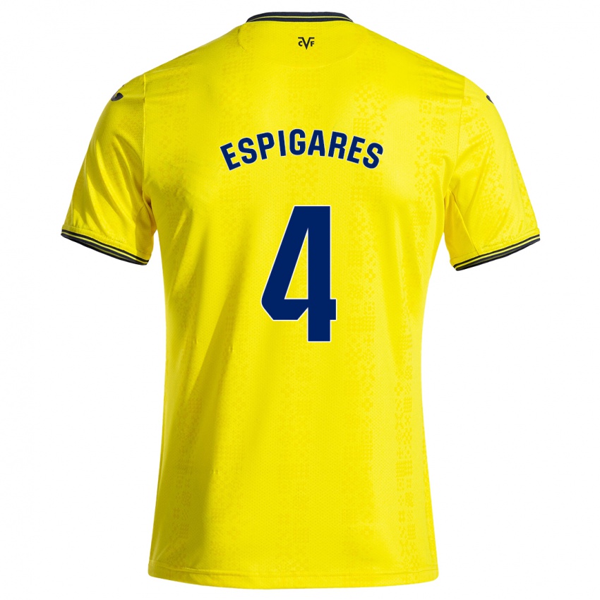 Niño Camiseta Antonio Espigares #4 Amarillo Negro 1ª Equipación 2024/25 La Camisa