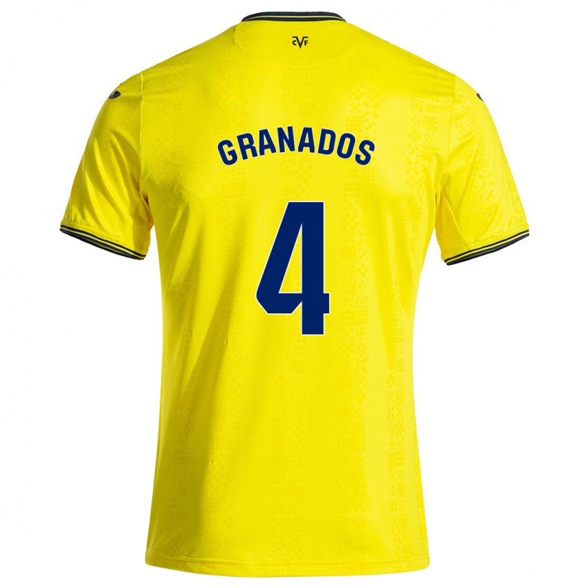 Niño Camiseta Carlos Granados #4 Amarillo Negro 1ª Equipación 2024/25 La Camisa