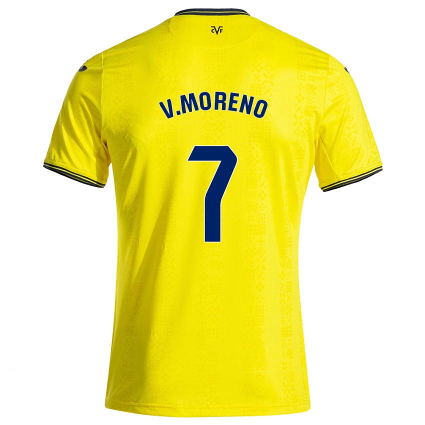 Niño Camiseta Víctor Moreno #7 Amarillo Negro 1ª Equipación 2024/25 La Camisa