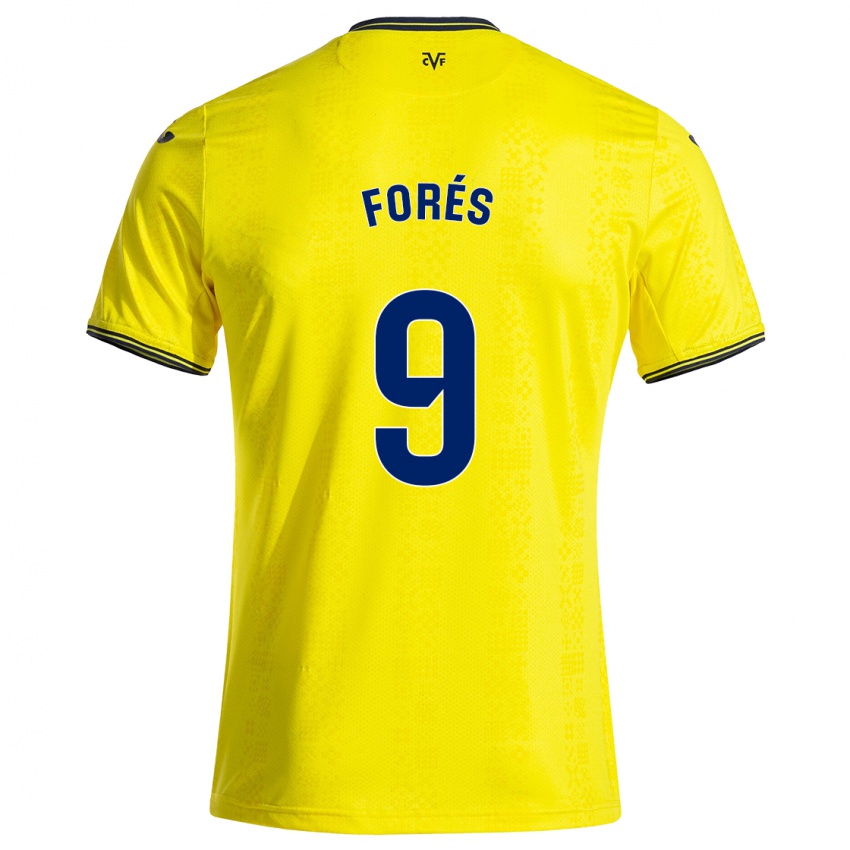 Niño Camiseta Álex Forés #9 Amarillo Negro 1ª Equipación 2024/25 La Camisa