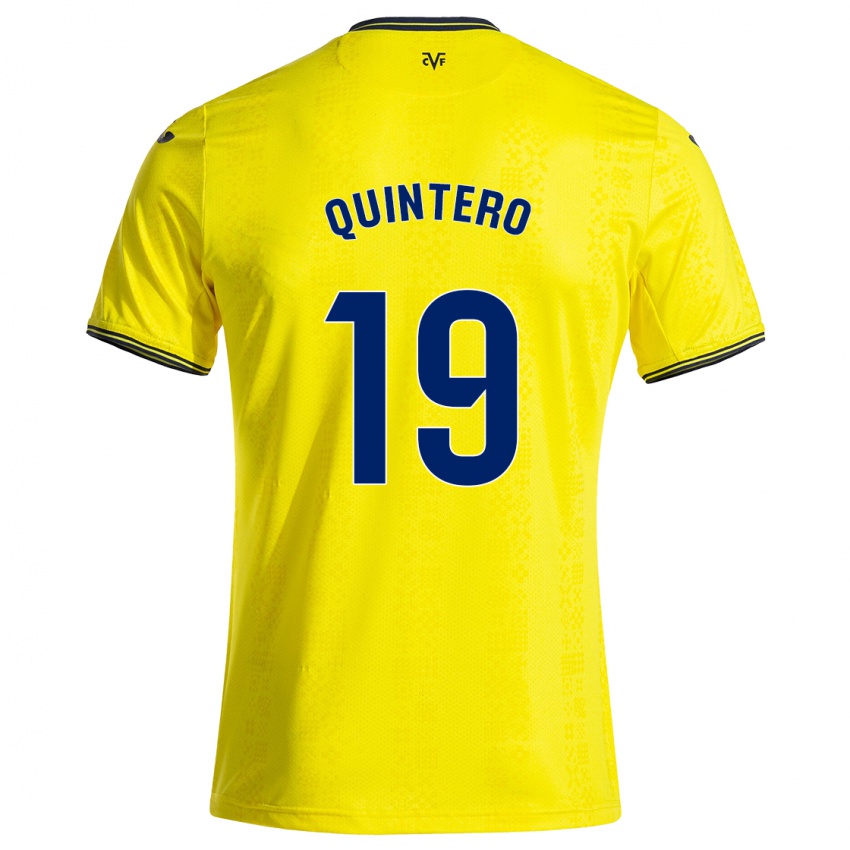 Niño Camiseta Luis Quintero #19 Amarillo Negro 1ª Equipación 2024/25 La Camisa