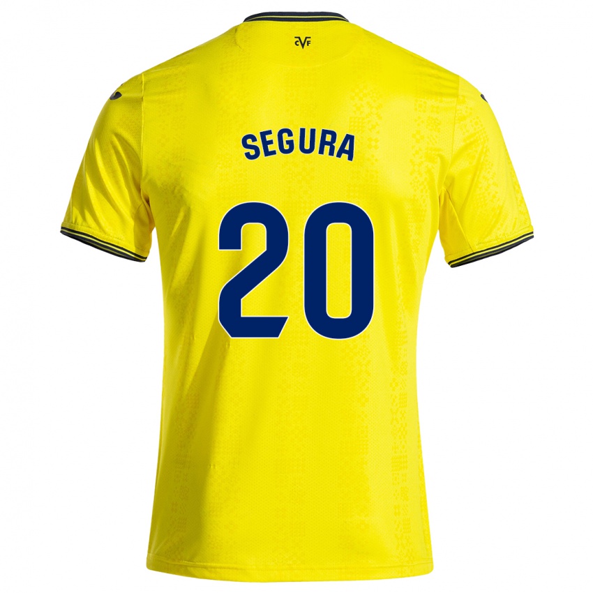 Niño Camiseta Carlos Segura #20 Amarillo Negro 1ª Equipación 2024/25 La Camisa