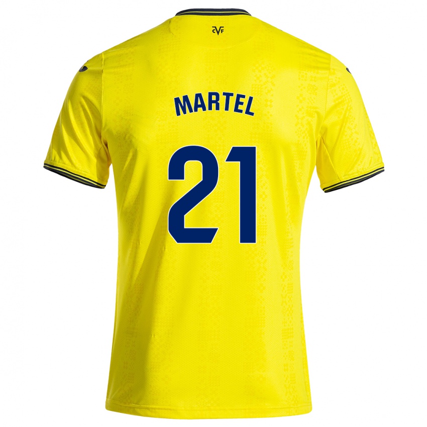 Niño Camiseta Kevin Martel #21 Amarillo Negro 1ª Equipación 2024/25 La Camisa