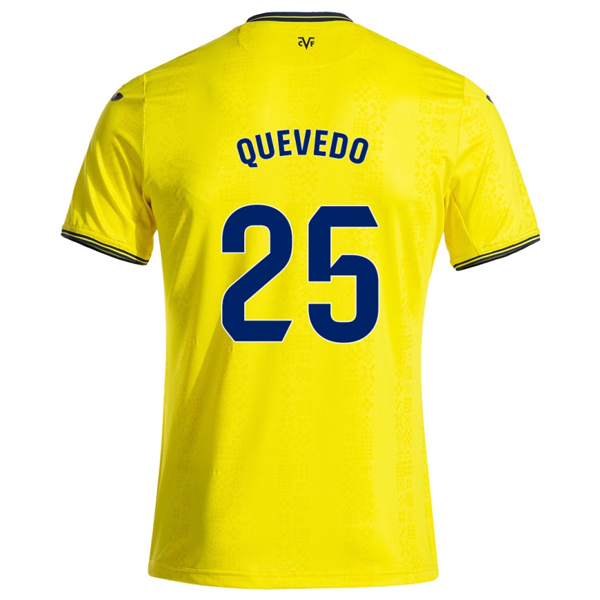 Niño Camiseta Alex Quevedo #25 Amarillo Negro 1ª Equipación 2024/25 La Camisa