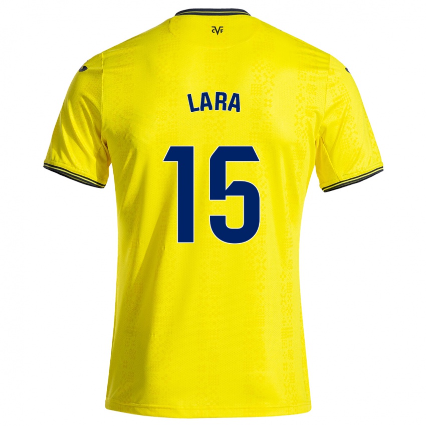 Niño Camiseta Francisca Lara #15 Amarillo Negro 1ª Equipación 2024/25 La Camisa